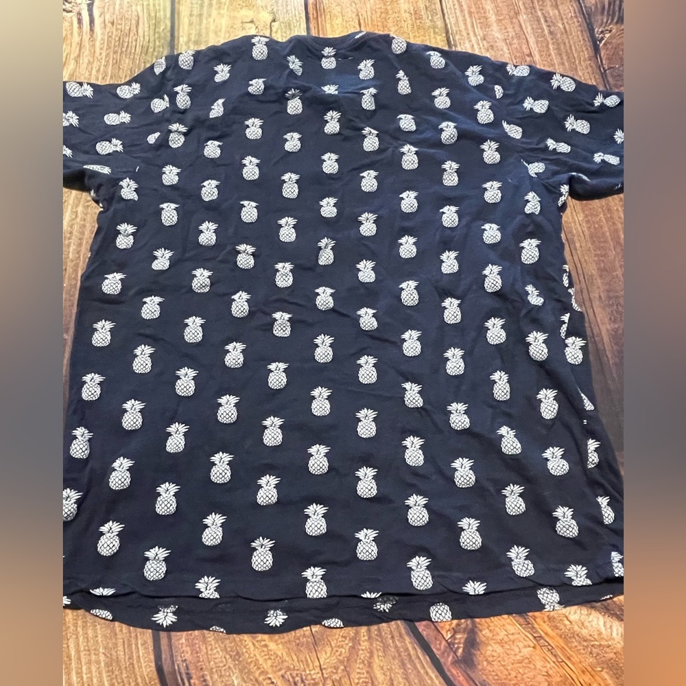Denim & Flower Men's L Blue Pineapple Print Short Sleeve Slim T-Shirt - Picture 3 of 3